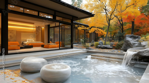 Tranquil modern home with a...