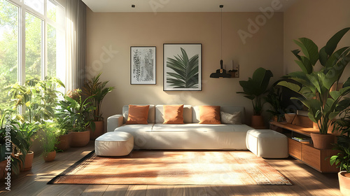 Cozy living room with plant...