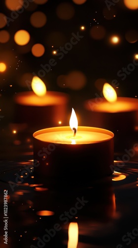 Wallpaper Mural A serene candle flame flickering softly in a dark setting, creating a warm and calming ambiance. Torontodigital.ca