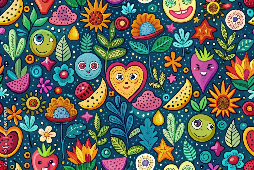 A lively, colorful abstract design showcasing playful hand-drawn organic shapes and cheerful doodles, perfect for artistic projects looking for a fun, youthful twist. A lively, colorful abstract design showcasing playful hand-drawn organic shapes and cheerful doodles, perfect for artistic projects looking for a fun, youthful twist.