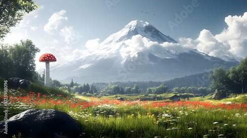Scenic landscape with a mou...