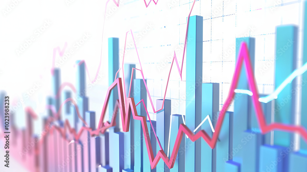 Fototapeta premium Stock Chart icon stock market 3D