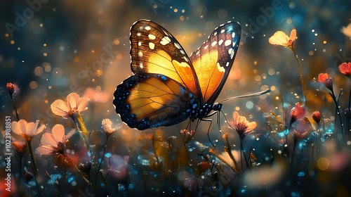 Butterfly on Flowers: A Dreamy Nature Photography