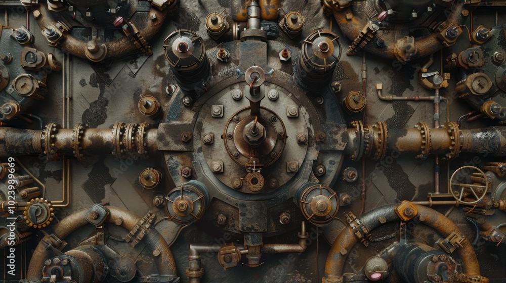 Industrial Mechanism with Pipes and Gears Industrial Mechanism with Pipes and Gears