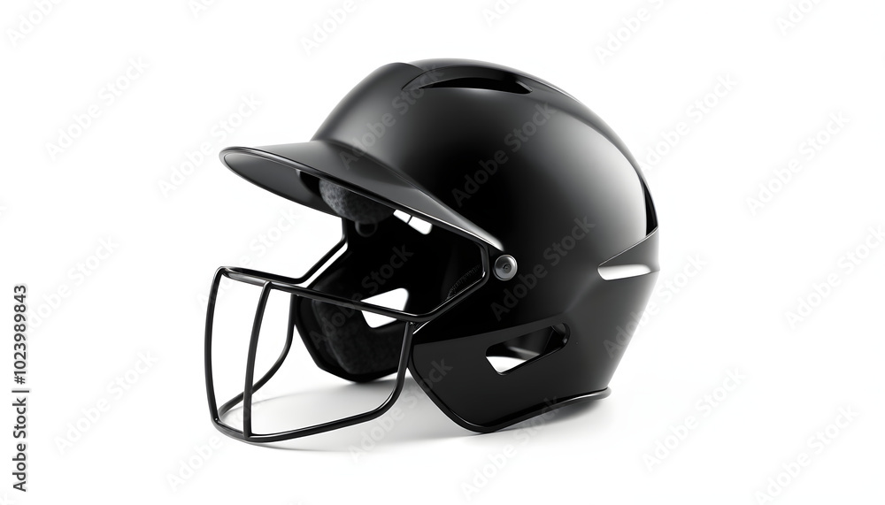 One black baseball helmet isolated on white isolated with white highlights, png One black baseball helmet isolated on white isolated with white highlights, png