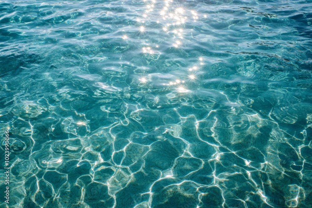 Obraz premium Bright sunlight reflecting off the clear water surface of a pool, inviting relaxation on a warm day