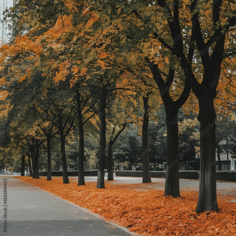 Naklejka premium autumn in the city