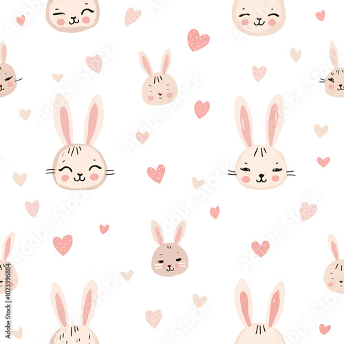 seamless pattern with rabbits face background. Generative ai