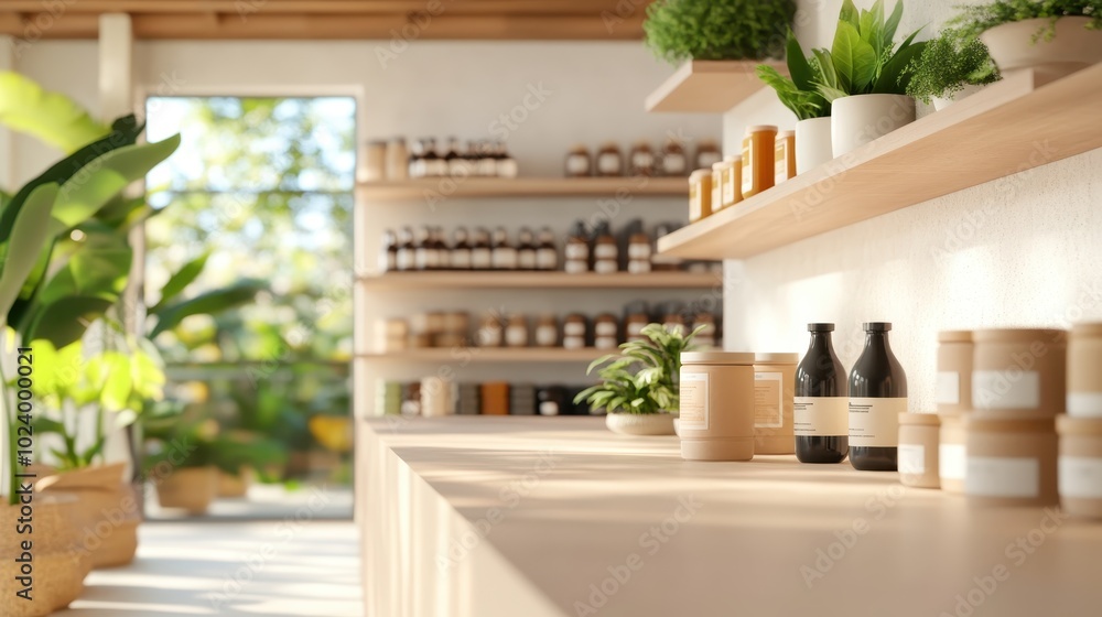 A rustic atmosphere enriches an eco-friendly shop showcasing neatly organized natural products, reflecting simplicity, warmth, and sustainable living. A rustic atmosphere enriches an eco-friendly shop showcasing neatly organized natural products, reflecting simplicity, warmth, and sustainable living.