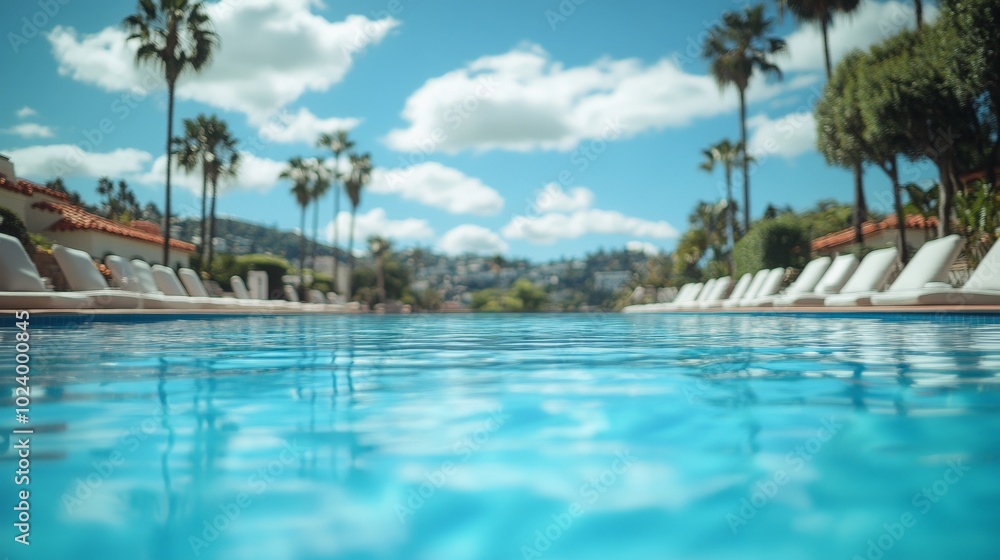A bright blue pool, Hollywood sunny day A bright blue pool, Hollywood sunny day