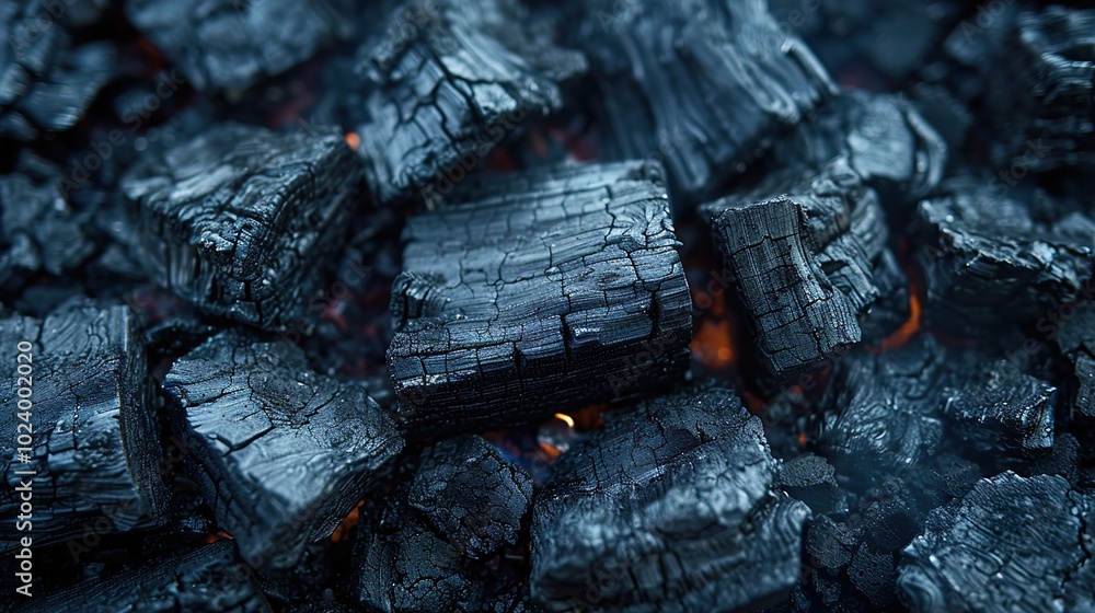 Close-up of Burning Charcoal: A Textured Black Background Close-up of Burning Charcoal: A Textured Black Background