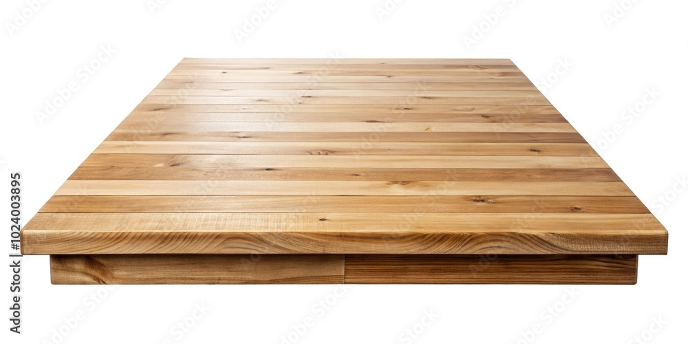 High angle realistic wooden top table isolated on white background High angle realistic wooden top table isolated on white background