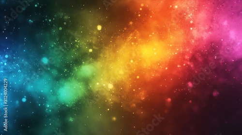 Abstract Rainbow-Colored Background with Glittering Particles