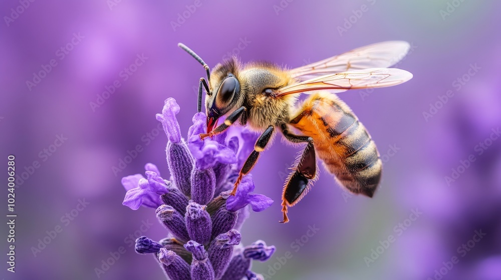 Detailed macro photograph Bee with soft focus background Detailed macro photograph Bee with soft focus background
