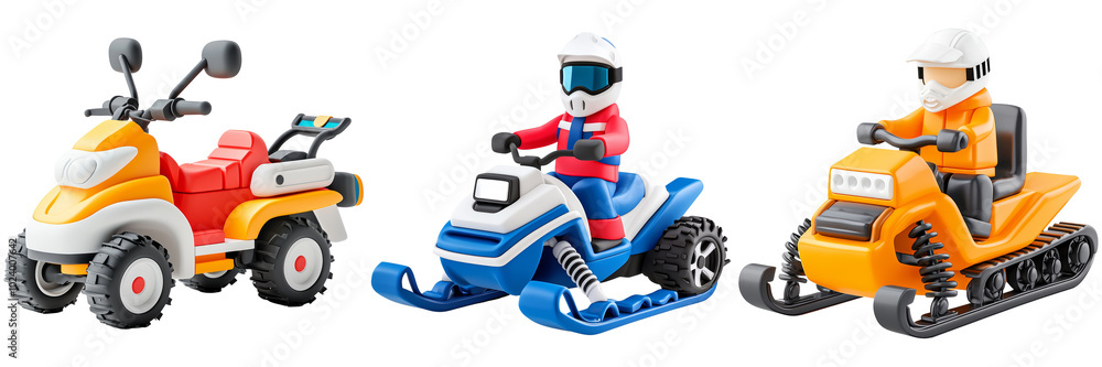 Colorful Toy Vehicles on Transparent Background Colorful Toy Vehicles on Transparent Background