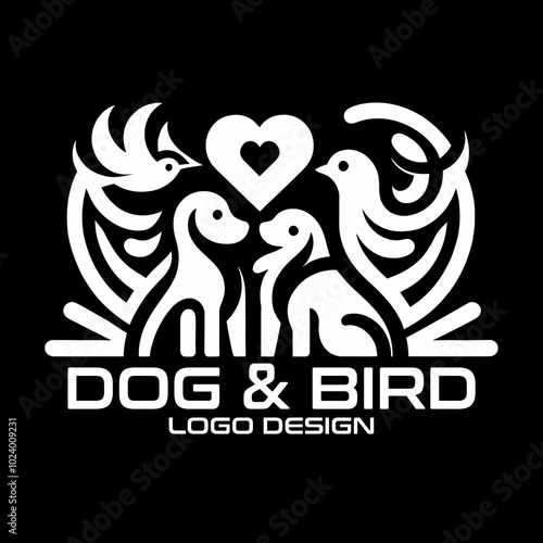 Dog And Bird Vector Logo Design photo