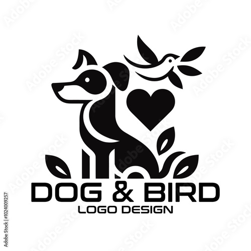 Dog And Bird Vector Logo Design photo