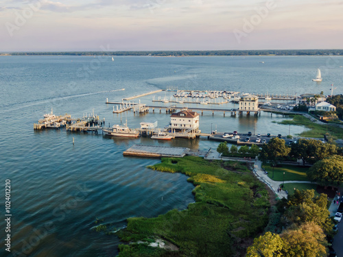 Waterfront Marina Pier in Charleston, South Carolina, United States.