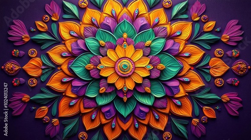 Vibrant floral artwork featuring intricate patterns and rich colors, perfect for decoration or artistic inspiration.