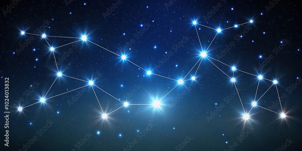 High angle view of constellation of Virgo in night sky High angle view of constellation of Virgo in night sky