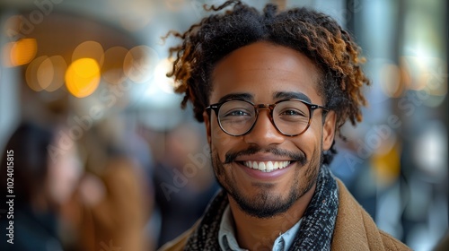 Smiling man with glasses in a cozy environment