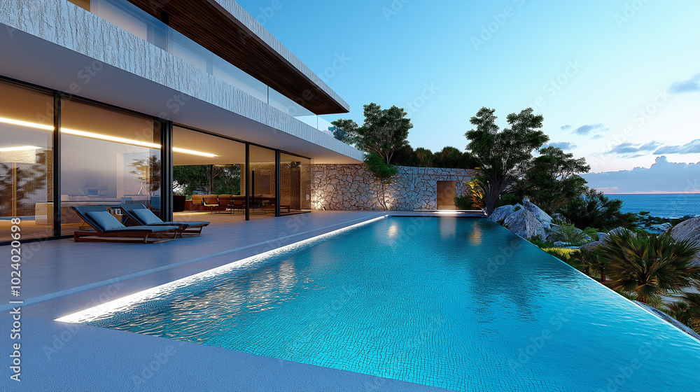 A modern smart home with automated lighting and connected devices designed for better living A modern smart home with automated lighting and connected devices designed for better living