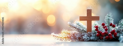 Wallpaper Mural A Christmas cross and holiday decorations displayed in a company???s training room. Torontodigital.ca