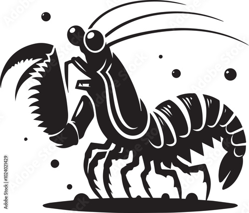 Mantis Shrimp logo silhouette vector icon black and white