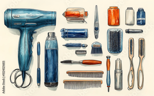 Artistic Stylist: Hand-Drawn Hairdresser Tools Vector Set