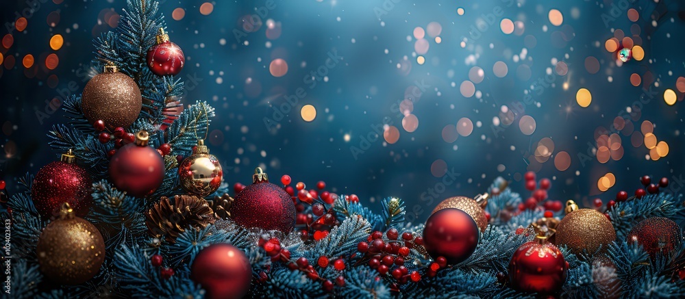 Festive Christmas Tree Decorations with Bokeh Effect Festive Christmas Tree Decorations with Bokeh Effect
