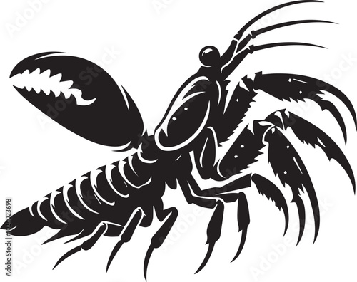 Mantis Shrimp logo silhouette vector icon black and white