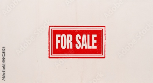 for sale red stamp lettering on plain white background