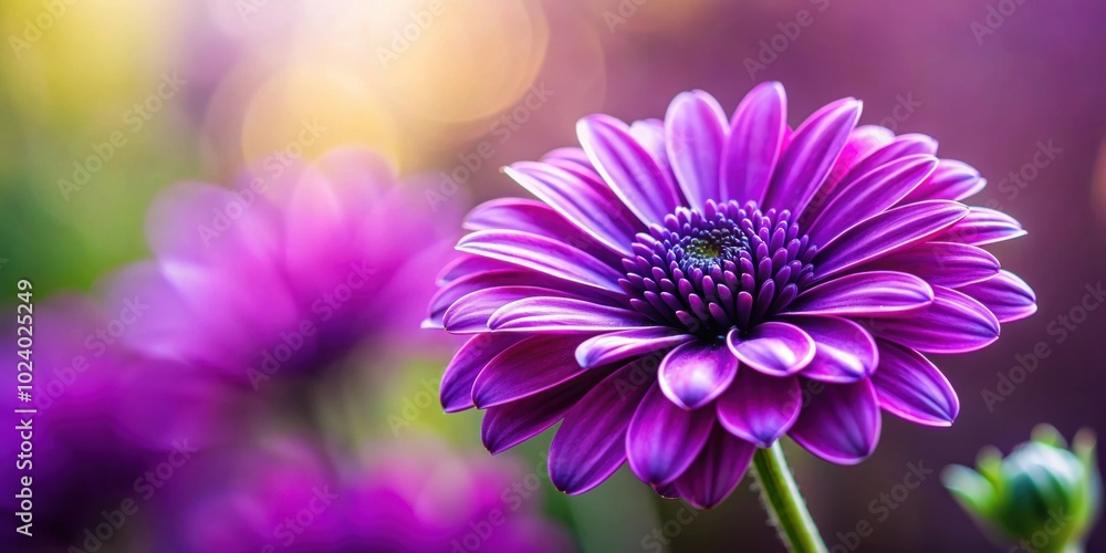 Fototapeta premium Close up of purple flower with blurred background, purple, flower, petals, vibrant, nature, beauty, close up, details, abstract