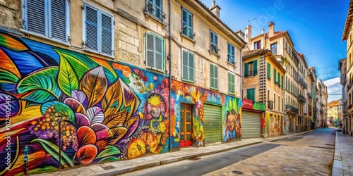 Fototapeta Naklejka Na Ścianę i Meble -  Graffiti art on the streets of Marseille, France , urban, mural, street art, vibrant, colorful, city, culture