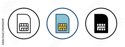 Sim card icon vector isolated on white background. Mobile slot icon. Mobile cellular phone sim card chip.