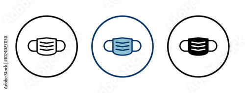 Mask icon vector isolated on white background. Man face with mask icon. Safety breathing masks. Industrial safety N95 mask. Medical mask vector icon.