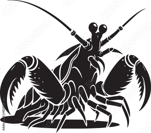 Mantis Shrimp logo silhouette vector icon black and white