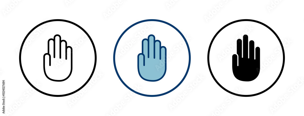 Hand icon vector isolated on white background. Hand gesture. hand stop Hand icon vector isolated on white background. Hand gesture. hand stop