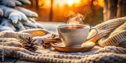 A warm cup of delicious hot tea on a cozy winter day, hot, tea, beverage, cozy, winter, drink, aromatic, steam, relax, comfort