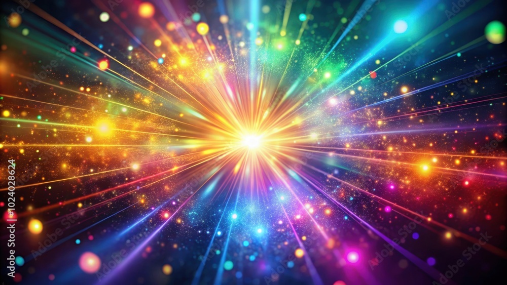 Naklejka premium Abstract background with colorful glowing particles and light rays, perfect for design projects, , abstract