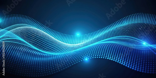 Abstract blue waves with dots on a digital background , wave, abstract, blue, dots, design, modern, pattern, texture, artistic,smooth