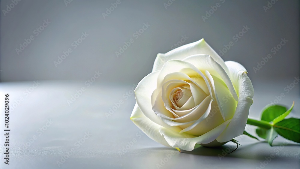 Fototapeta premium High definition wallpaper of a beautiful white rose, highlighted by leading lines