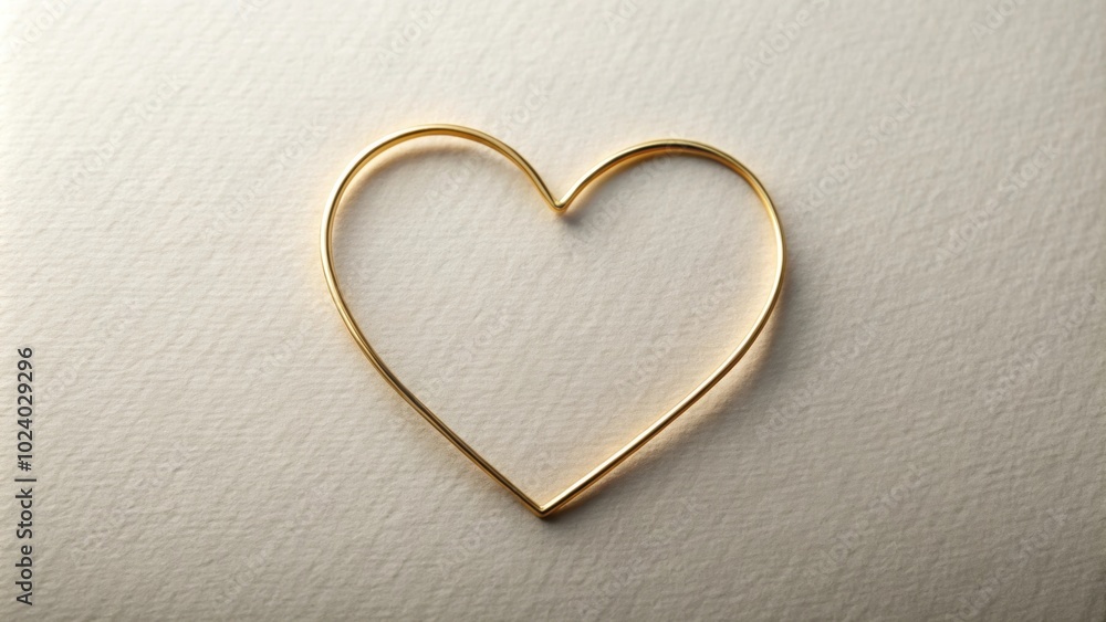Close-up of a golden heart outline on paper , love, romance, symbol, decoration, Valentine's Day, shining, metallic Close-up of a golden heart outline on paper , love, romance, symbol, decoration, Valentine's Day, shining, metallic