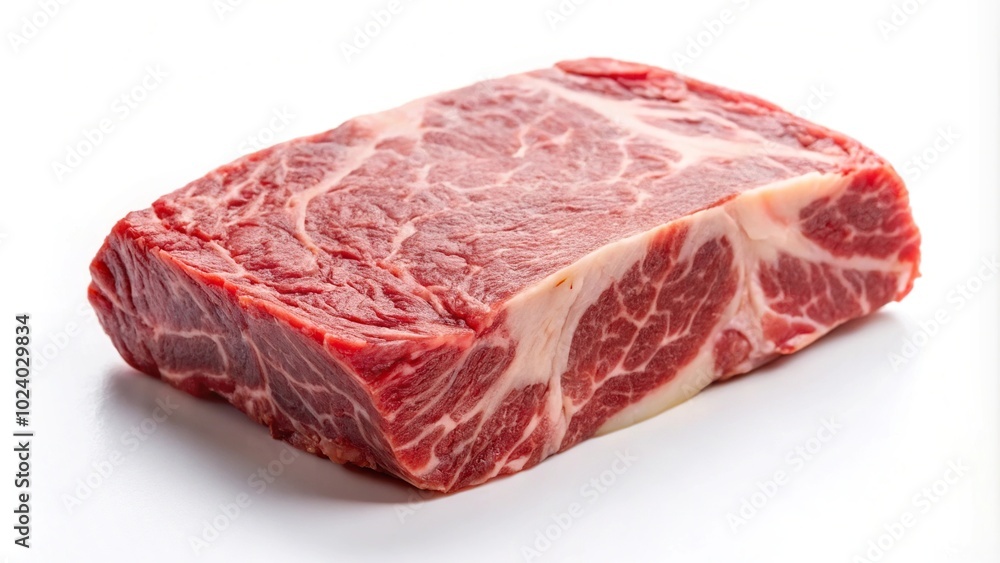 Fototapeta premium High quality image of raw wagyu meat with shallow depth of field on white background