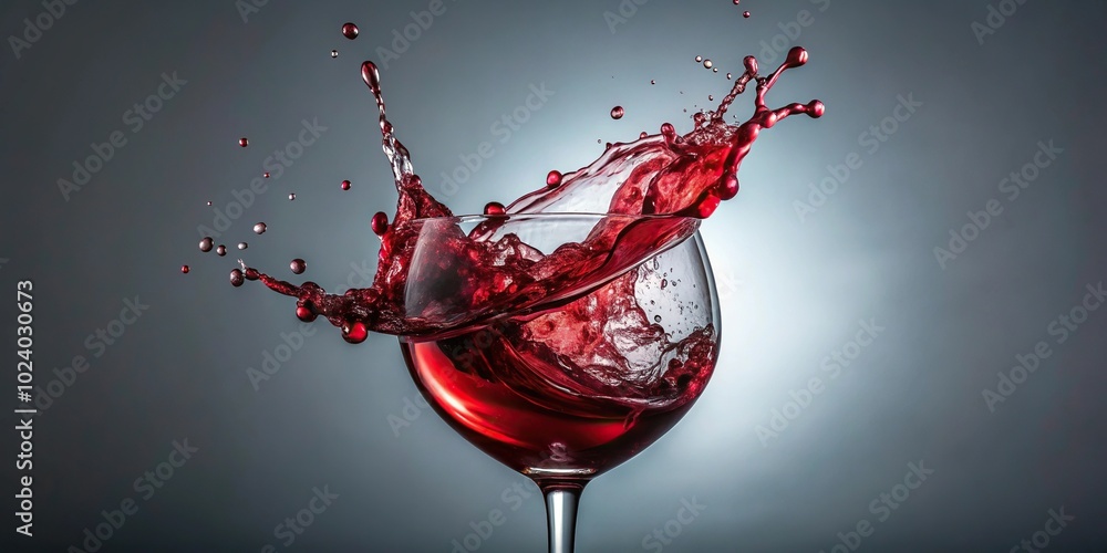 Fototapeta premium High speed red wine splash in crystal glass