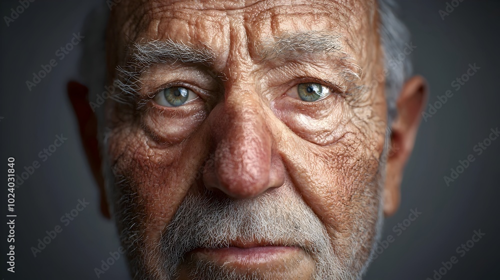 Captivating close up portrait showcasing the weathered features and kind contemplative expression of an elderly man exuding a sense of wisdom and life experience Captivating close up portrait showcasing the weathered features and kind contemplative expression of an elderly man exuding a sense of wisdom and life experience