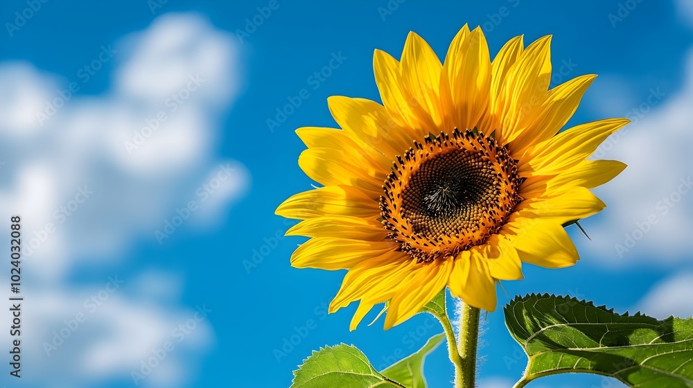 Captivating close up of a vibrant sunflower with its radiant yellow petals reaching up towards the bright and serene azure sky showcasing the beauty and tranquility of nature Captivating close up of a vibrant sunflower with its radiant yellow petals reaching up towards the bright and serene azure sky showcasing the beauty and tranquility of nature