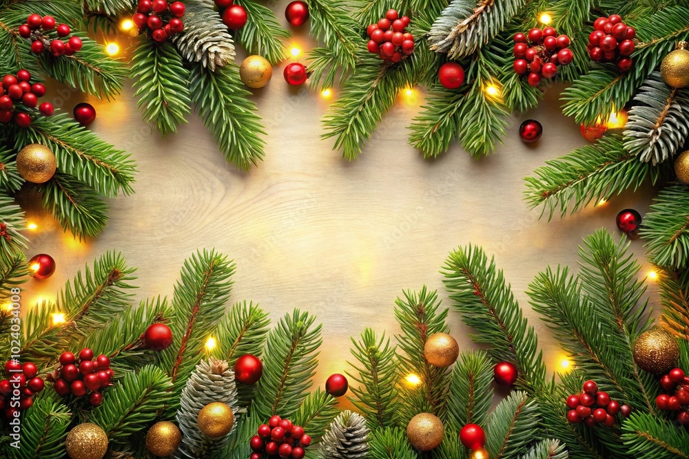 Holiday fir branches decoration Christmas background with symmetrical fir decorations Holiday fir branches decoration Christmas background with symmetrical fir decorations