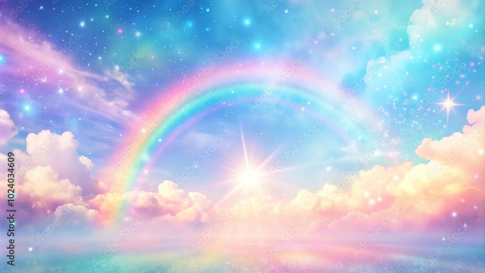 Fototapeta premium Holographic sky background featuring pastel rainbow colors