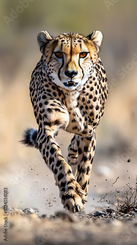 Cheetah running, dynamic action shot